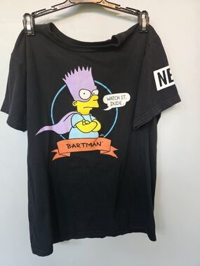 Neff Bartman Simpsons Watch It Dude Black Graphic Tee Shirt Small Streetwear